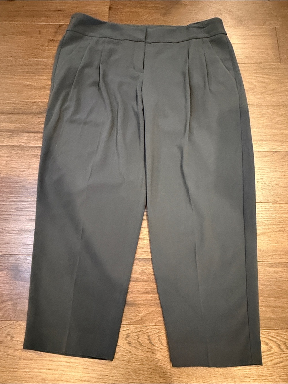 Express Women’s Dark Charcoal Pleated Cropped Dress Pants Size 10 - C64-009 - Picture 5 of 8